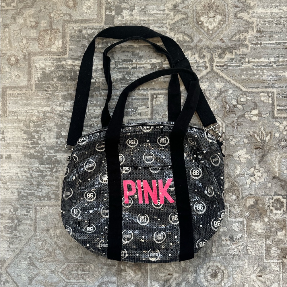 PINK Victoria's Secret Black Sequin Bag